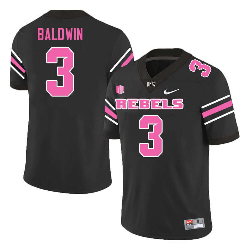 Men #3 Johnathan Baldwin UNLV Rebels College Football Jerseys Stitched-Black